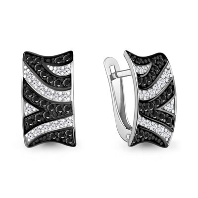 Серьги с фианитами и нанокристаллами из серебра 925 пробы