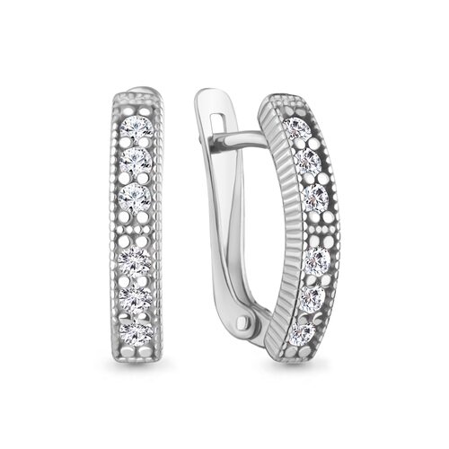 Серьги с фианитами из серебра 925 пробы