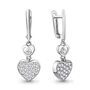 Серьги "Сердечки" с фианитами из серебра 925 пробы