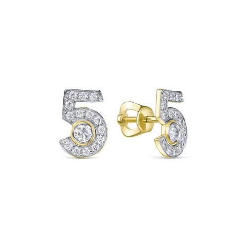 Серьги с бриллиантами из желтого золота 585 пробы