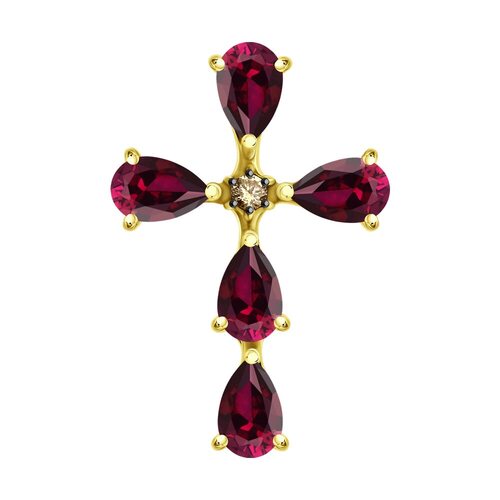 Подвеска с рубинами и бриллиантом из золота 585 пробы