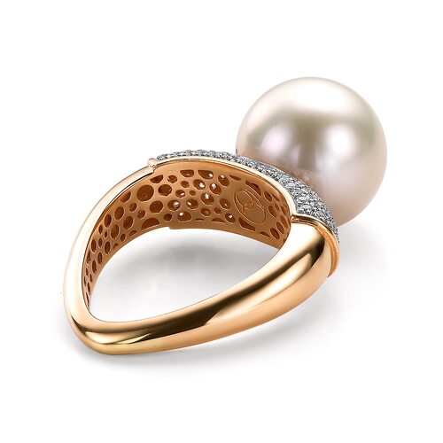 Кольцо с жемчугом и бриллиантами из золота 585 пробы