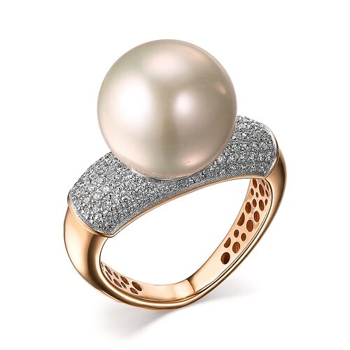 Кольцо с жемчугом и бриллиантами из золота 585 пробы