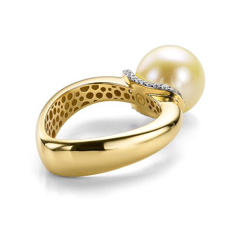 Кольцо с жемчугом и бриллиантами изз олота 585 пробы