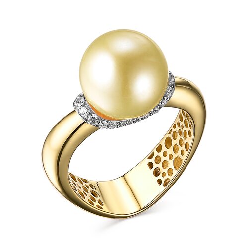 Кольцо с жемчугом и бриллиантами изз олота 585 пробы