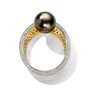 Кольцо с жемчугом и бриллиантами из желтого золота 585 пробы арт. 41012.7БрYT4D9.5
