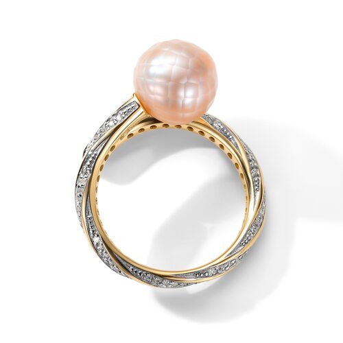 Кольцо с жемчугом и бриллиантами из золота 585 пробы