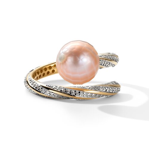 Кольцо с жемчугом и бриллиантами из золота 585 пробы