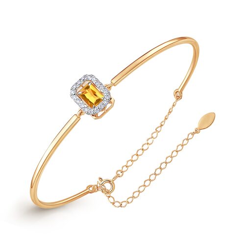 Браслет с цитрином и бриллиантами из золота 585 пробы