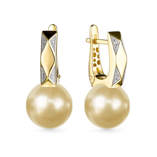 Серьги с жемчугом и бриллиантами из золота 585 пробы