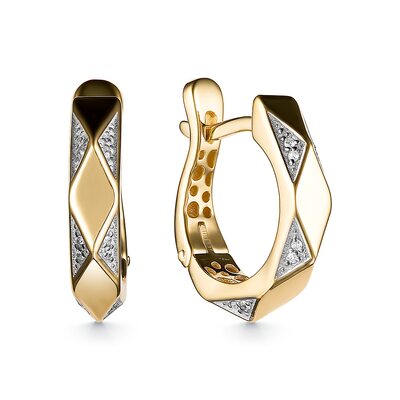 Серьги с бриллиантами из желтого золота 585 пробы