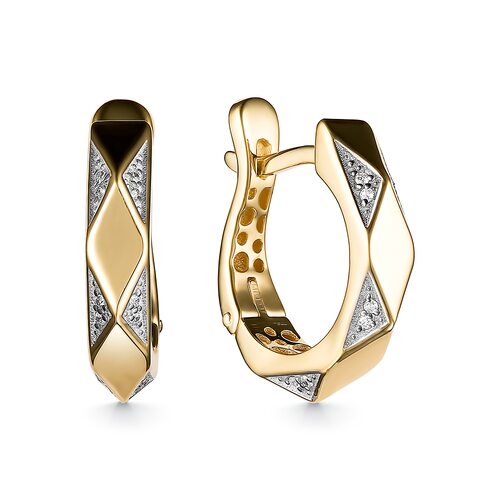 Серьги с бриллиантами из желтого золота 585 пробы