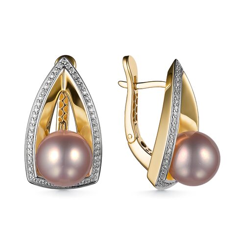 Серьги с жемчугом и бриллиантами из золота 585 пробы