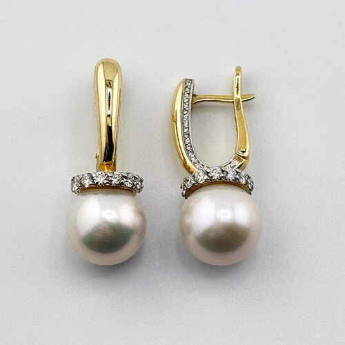 Серьги с бриллиантами из желтого золота 585 пробы