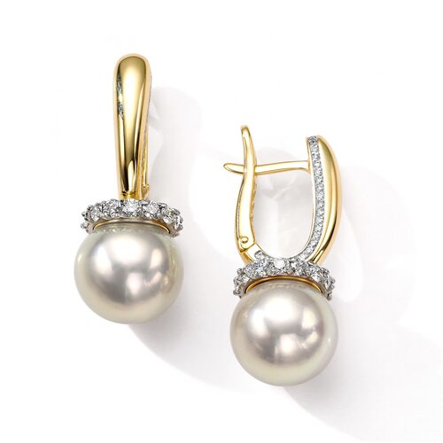 Серьги с бриллиантами из желтого золота 585 пробы