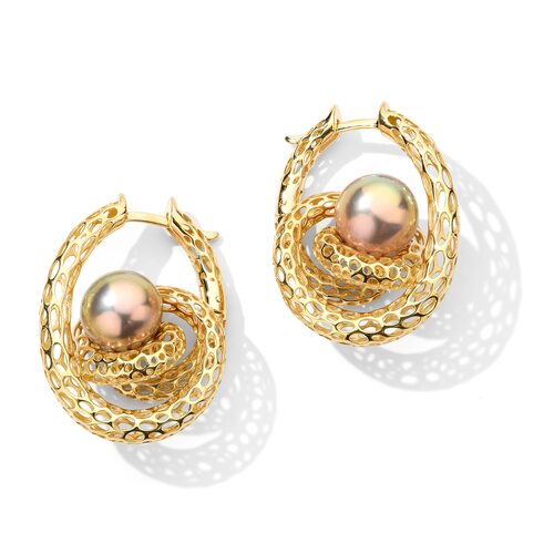 Серьги с жемчугом из желтого золота 585 пробы