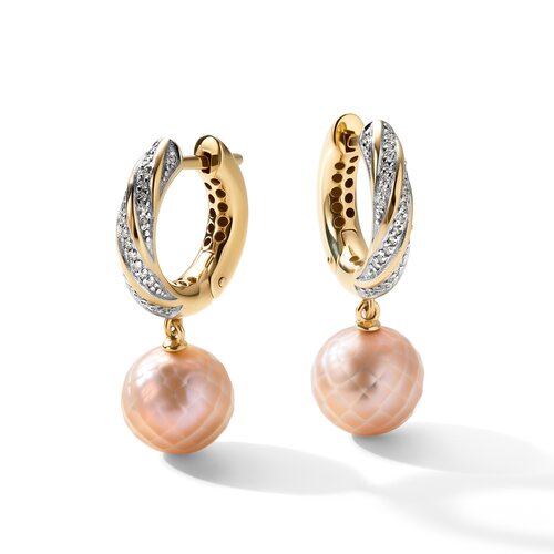 Серьги с жемчугом и брилллиантами из золота 585 пробы