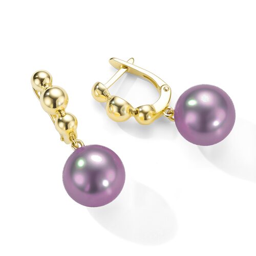 Серьги с жемчугом из желтого золота 585 пробы