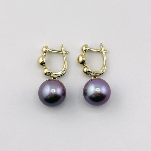 Серьги с жемчугом из желтого золота 585 пробы