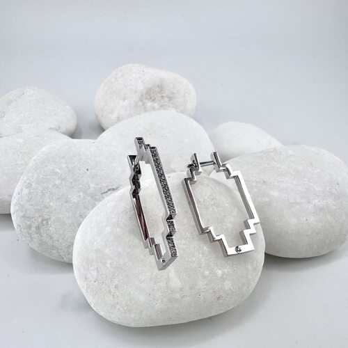 Серьги с бриллиантами из белого золота 585 пробы