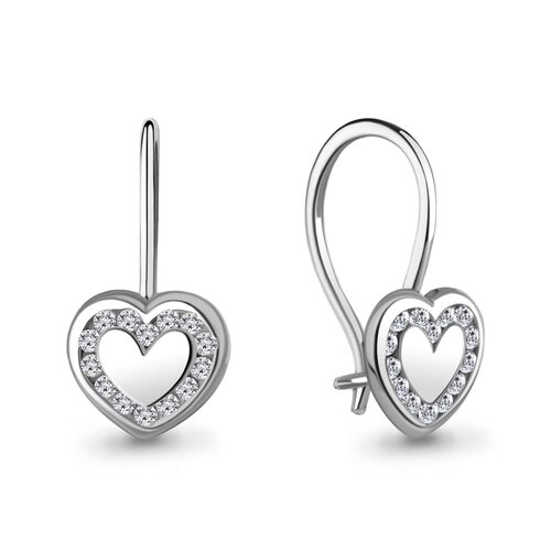Серьги "Сердца" с фианитами из серебра 925 пробы