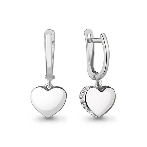 Серьги "Сердца" с фианитами из серебра 925 пробы