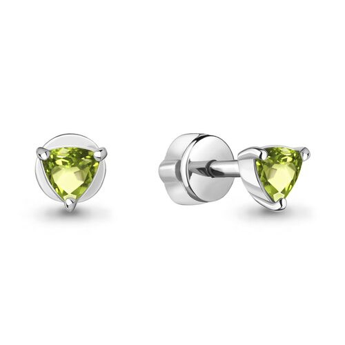 Серьги с хризолитом из серебра 925 пробы