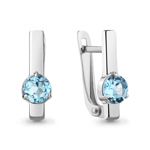 Серьги с топазом Swiss Blue из серебра 925 пробы