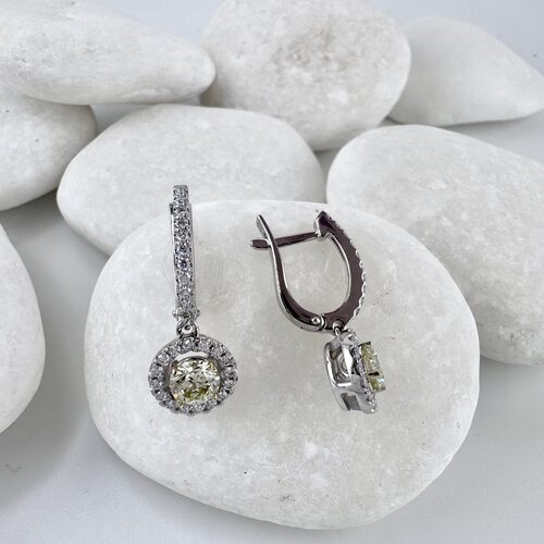 Серьги с бриллиантами из белого золота 585 пробы