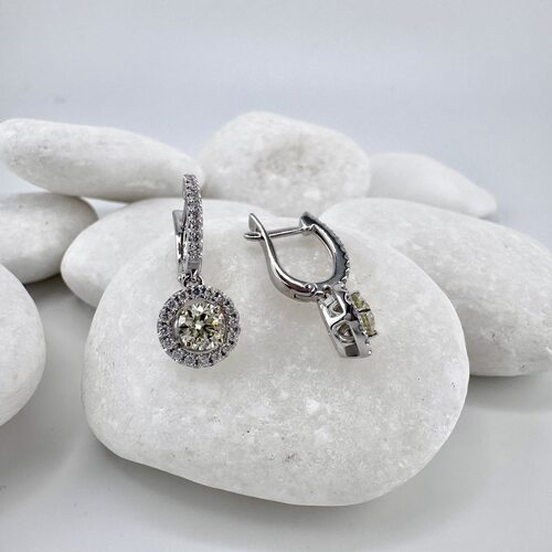 Серьги с бриллиантами из белого золота 585 пробы