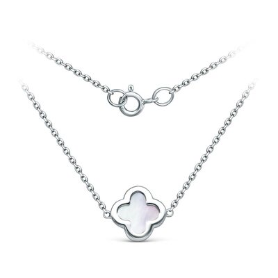 Колье "Клевер" с перламутром из серебра 925 пробы