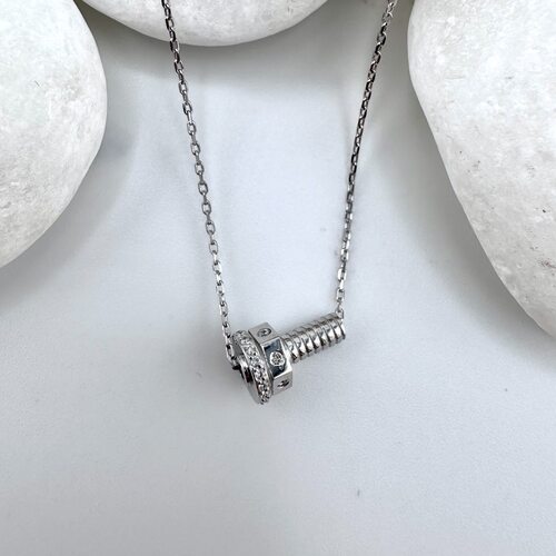 Колье "Болт" с бриллиантами из белого золота 585 пробы