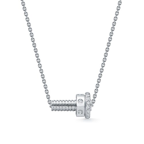 Колье "Болт" с бриллиантами из белого золота 585 пробы