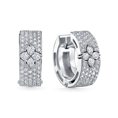 Серьги "Цветы" с бриллиантами из белого золота 585 пробы