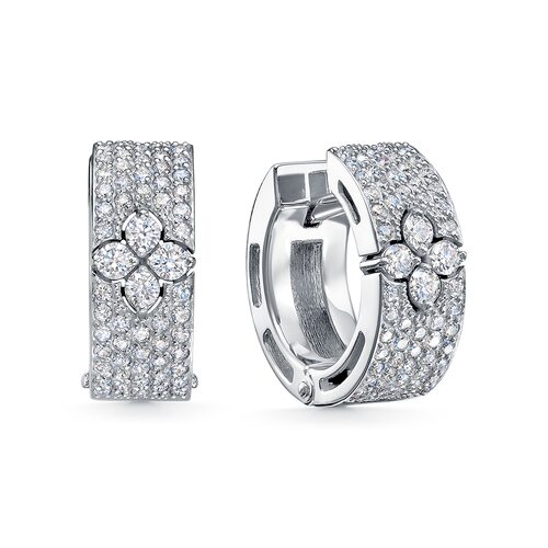 Серьги "Цветы" с бриллиантами из белого золота 585 пробы