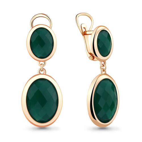 Серьги с агатом из золота 585 пробы