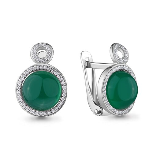 Серьги с агатами и фианитами из серебра 925 пробы