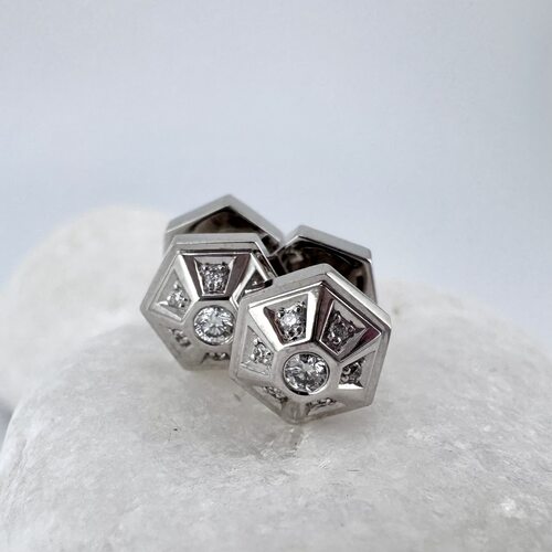 Серьги с бриллиантами из белого золота 585 пробы