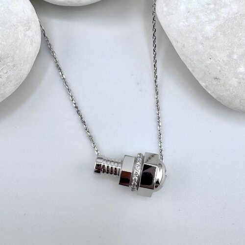 Колье "Болт" с бриллиантами из белого золота 585 пробы