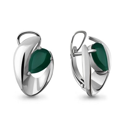 Серьги с агатом из серебра 925 пробы