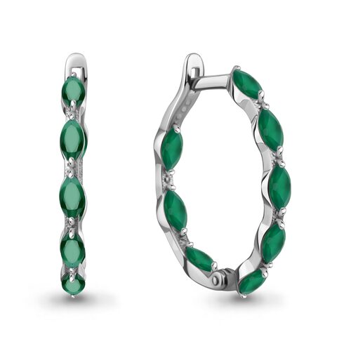 Серьги с агатами из серебра 925 пробы