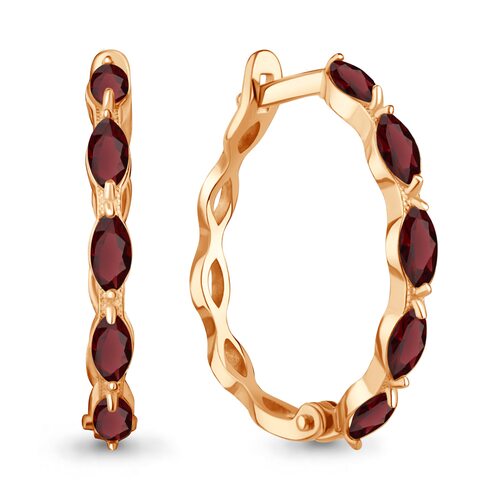 Серьги с гранатами из золота 585 пробы