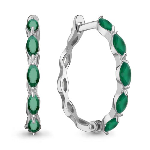 Серьги с агатом из серебра 925 пробы