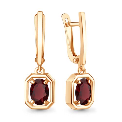 Серьги с гранатом из золота 585 пробы