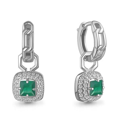 Серьги с агатами и фианитами из серебра 925 пробы