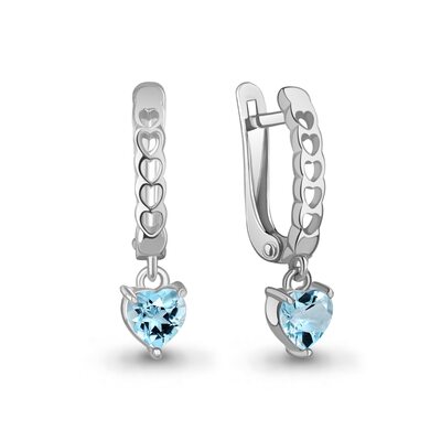 Серьги "Сердца" с топазами из серебра 925 пробы
