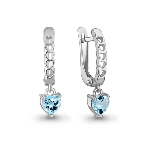 Серьги "Сердца" с топазами из серебра 925 пробы