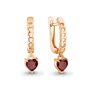 Серьги "Сердца" с гранатами из золота 585 пробы