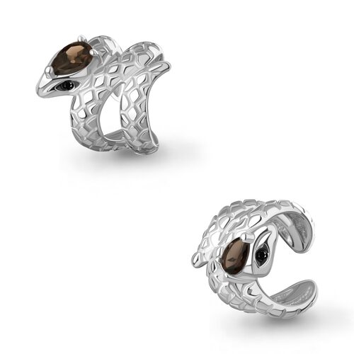 Серьга "Змея" с кварцем и нанокристаллами из серебра 925 пробы