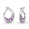 Серьги с аметистами и фианитами из серебра 925 пробы